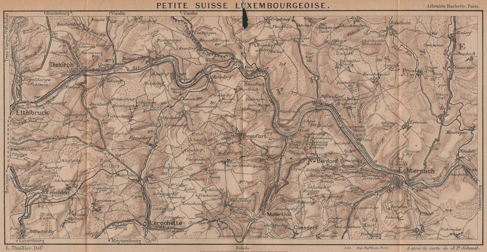 PETITE SUISSE LUXEMBOURGEOISE. Little Switzerland Luxembourg 1920 old map